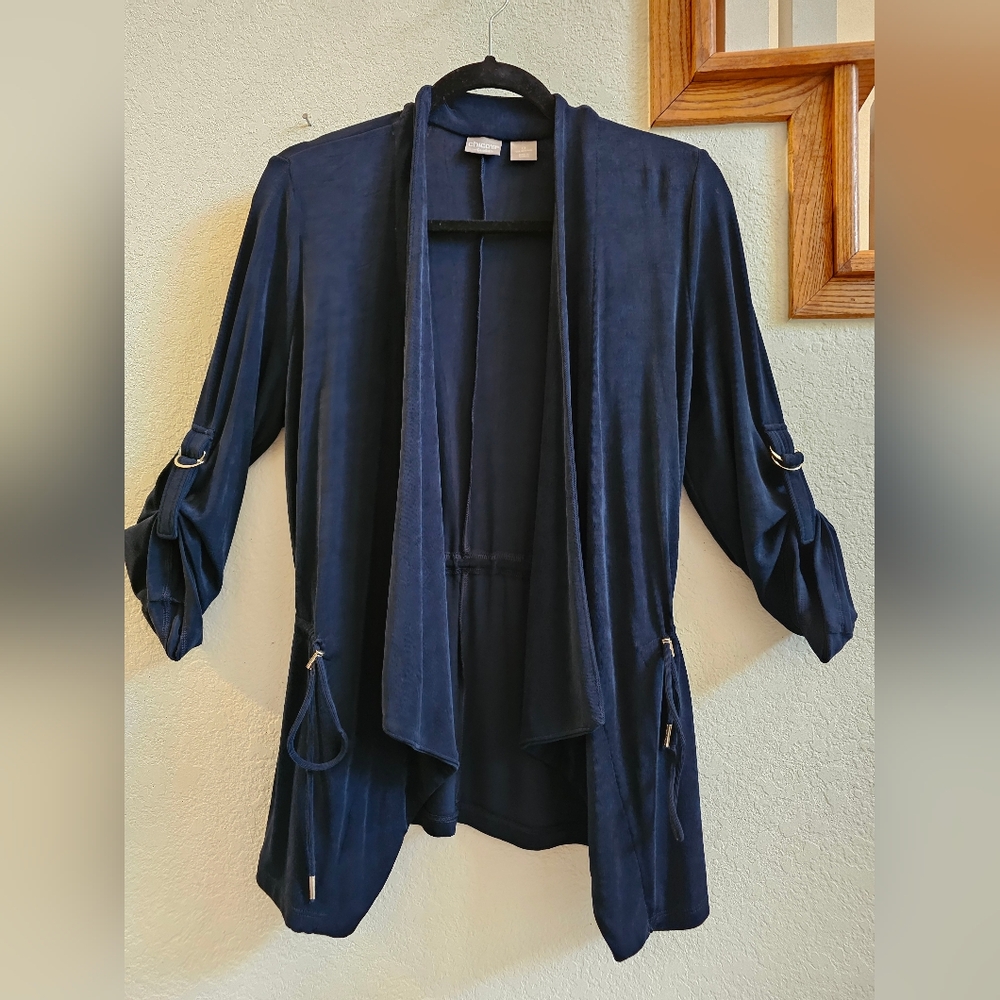 Chico's Travelers Navy Blue Buckle Accent Jacket Size 0(XS-S)